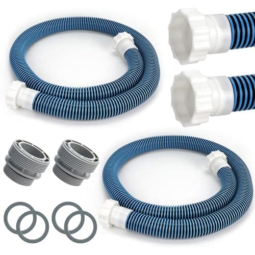 2 Pack 2026 Upgrade EVA Pool Hose with 40mm Hose to 1 1/2 Inch Inlet/Outlet Adapter Conversions for Above Ground Pools 6ft Long Swimming Pools Replacement Filter Hoses for Pool Pumps(Blue)