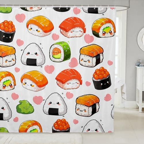 Feelyou Kids Cute Sushi Shower Curtain 72"x72" for Bathroom
