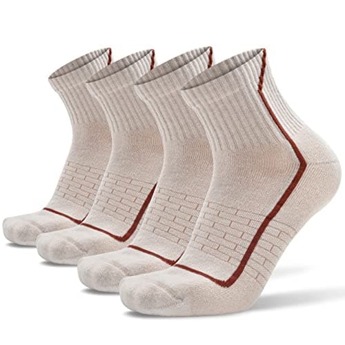 Socks Daze Quarter Merino Wool Running Hiking Socks, Medium, 4 Pack Beige