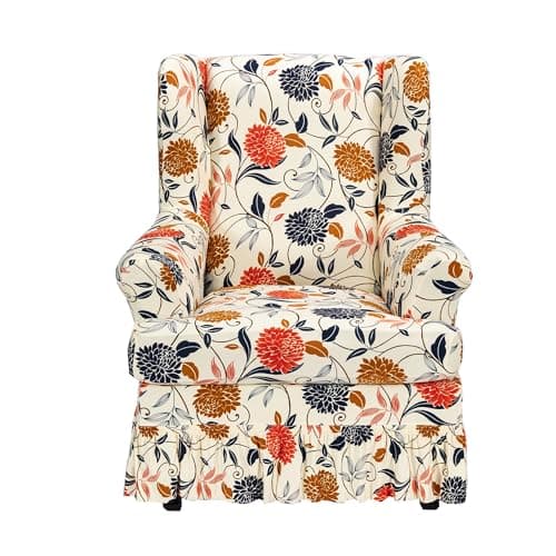 CRFATOP 2 Piece Stretch Wingback Chair Cover with Skirt for Living Room,16