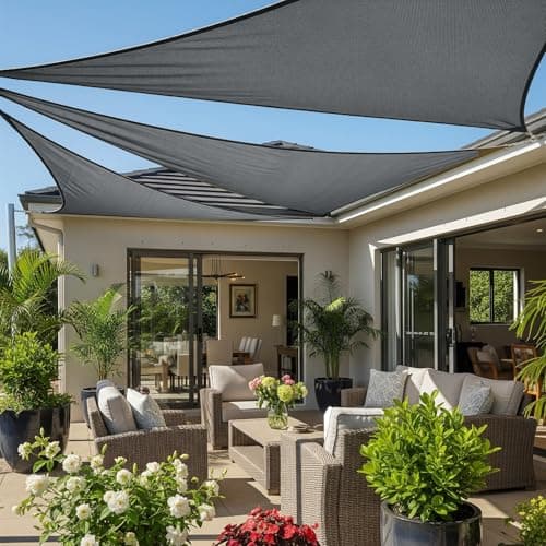 Cool Area Sun Shade Sail for Patio Backyard, Triangle 20x20x20ft, Dark Grey