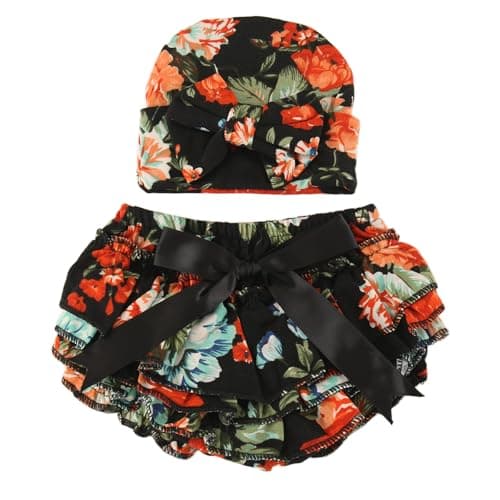 Galabloomer Baby Girls Soft Fluffy Tutu Skirt, Baby Girls Bloomer and Headband Set, Toddler Girl Tutu Skirt Sets (US, Alpha, 0 Months, 6 Months, 1 Black Rose)