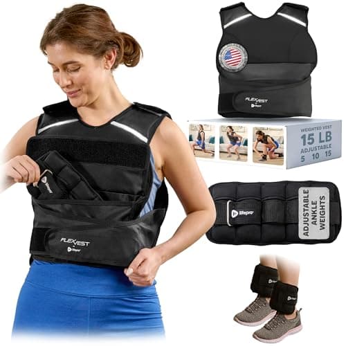 Lifepro Adjustable Weighted Vest for Women & Men - Flexvest 15 or 20 lb Workout Vest – Reflective Fitness Weight Vest with Phone Pocket for Running, Cardio, Strength Training