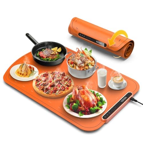 Warming Mat for Food, VEPOKA Food Warmer Mat for Countertop, Electric Warming Tray with 7 Temp Levels & Auto Shut-Off, Food Warmers for Parties, Ideal Gift for Kitchen & Buffet Use