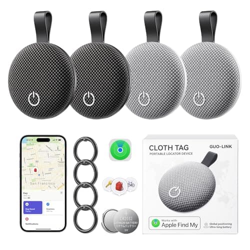 Air Tracker Tag-4 Pack, [Apple MFi Certified] Smart Tag for Apple Find My App, New Bluetooth Tracker Tag Item Finder for Pet, Key, Luggage, Bike, Wallet, & More
