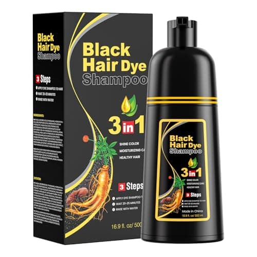 JUANCHI Black Hair Dye Shampoo 3 in1, Black Shampoo Hair Dye for Gray Coverage, Natural Hair Color for Women Men, Herbal Formula, Ammonia-free
