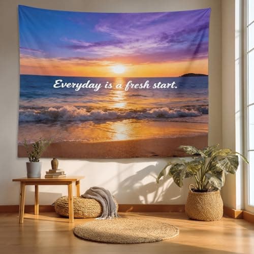 Batmerry Inspirational Quotes Beach Tapestry, Life is Good at The Beach I Picnic Mat Hippie Trippy Tapestry Wall Art Meditation Decor for Bedroom Living Room Dorm, 39.4 x 59.1 Inches, Tropical