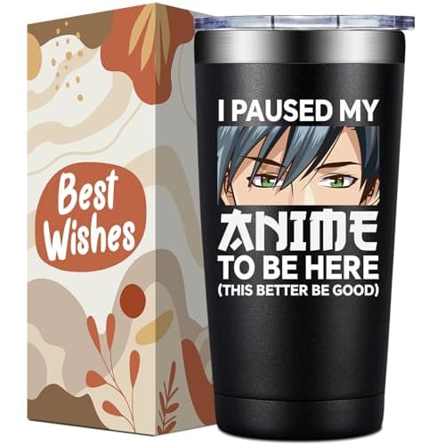 Loecuxe Anime Gifts for Men, Women - Kawaii Christmas, Birthday Gifts for Japanese Animation Fans, Lovers - I Paused My Anime to Be Here Tumbler Cup 20 oz