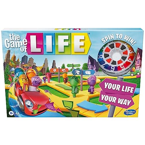 The Game of Life Board Game, Family Games for Kids Ages 8 and Up, Pegs Come in 6 Colors, Family Board Games for 2 to 4 Players