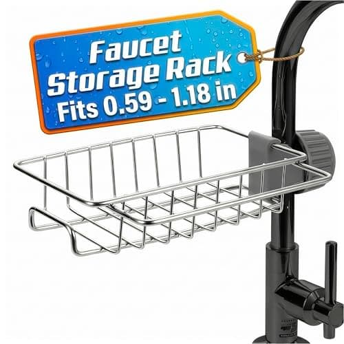AZZORI Kitchen Sink Faucet Organizer, 6.77 in, Fits 0.59-1.18 in Pipes