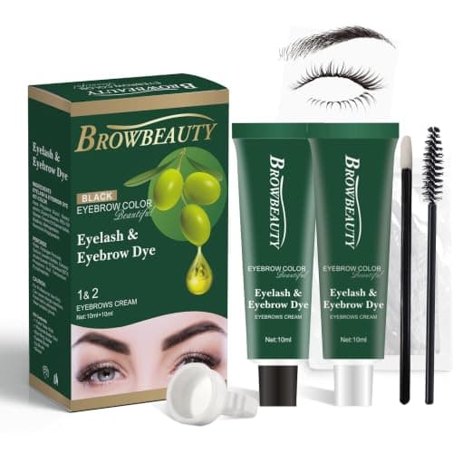Lash & Brow Color Kit with Olive Oil – Safe, Long-Lasting Coloring for Natural Fuller Brows & Lashes, Gentle on Skin, Easy DIY Salon-Quality Results at Home (Black)