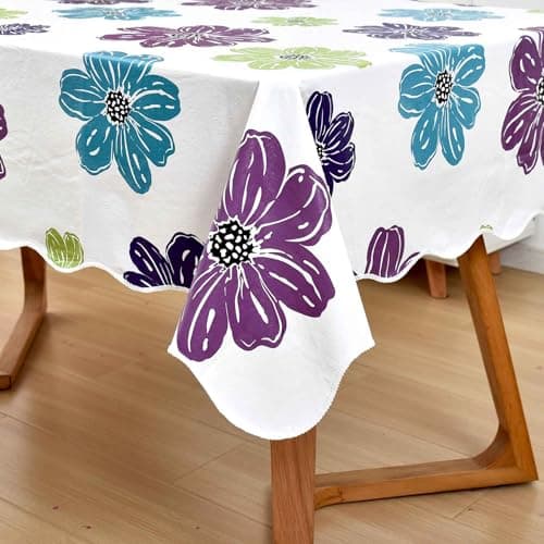 Vintage Floral Tablecloth, Rectangle Table Cover, 47 x 60 Inch