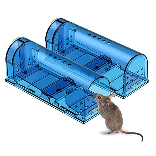 Blinc [2-Pack] Humane Mouse Trap - Catch and Release No-Kill Rodent Traps for Indoors & Outdoors - Safe for Children & Pets - Reusable Mouse Catcher for Kitchen, Pantry & Garage (Transparent Blue)
