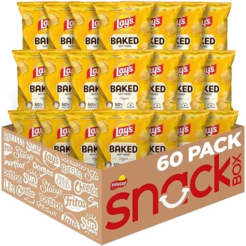 Baked Lay's Potato Chips, Original, 0.875 oz Bags, (60 Pack), 50% Less Fat, Gluten Free, No Artificial Flavors, No Colors from Sources