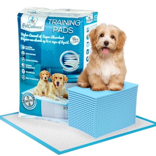 PetCellence Puppy Training Pads - Ultra Absorbent Large Pee Pads for Dogs - 24" x 24" with Adhesive Sticky Tabs - Perfect Leak-Proof Dog Pads for Floors & Carpets Protection