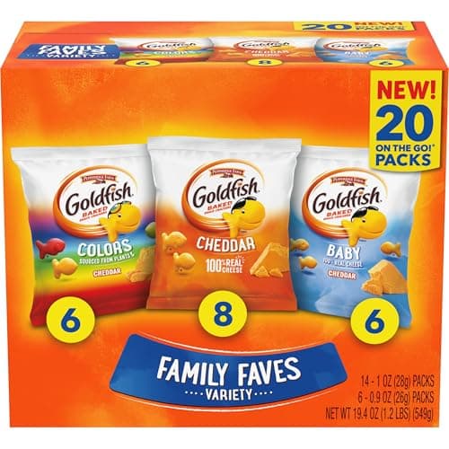 Goldfish Family Faves Cheese Cracker Snack Packs, 20 Count Variety Pack