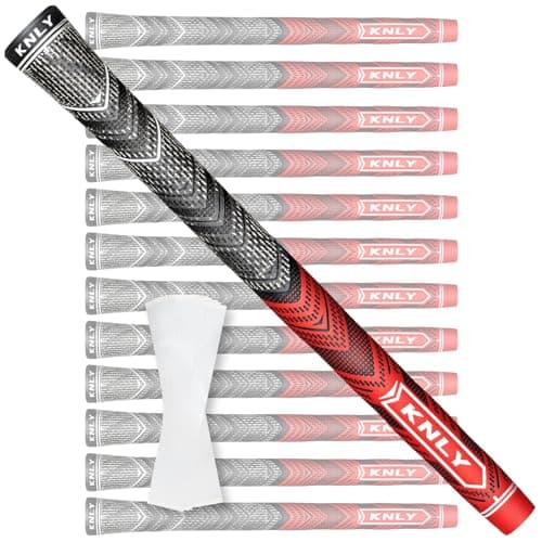 KNLY Hybrid Golf Grips Set of 13,High Feedback Multi-Compound Golf Club Grips,Grain Sense Non-slip Texture Design,Standard/Midsize,13 Grips with 15 Tapes and 13 Grips with All Repair Kits for Choice.