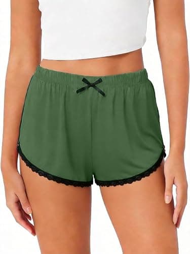 Marvmys Women's Lace Trim Sleep Pajama Shorts Elastic Waist Lightweight Summer Boxer Casual Pj Lounge Bottoms