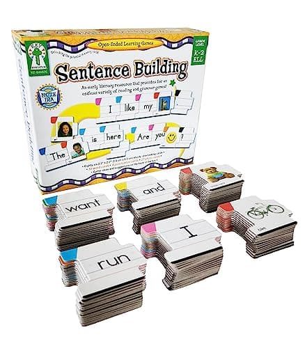Key Education Sentence Building Game, Phonics Puzzles for Kids Ages 6-8, Learn to Read Parts of Speech, Sight Words, and More, Speech Therapy Materials for Kindergarten, 1st Grade, and Up