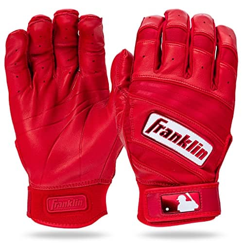Franklin Sports MLB Baseball Batting Gloves - Natural II Batting Gloves for Baseball + Softball - Adult + Youth Pairs - Red - Adult Medium