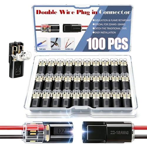 Quick Wire Connectors–No Stripping Double Wire Plug in Connector, 100PCS