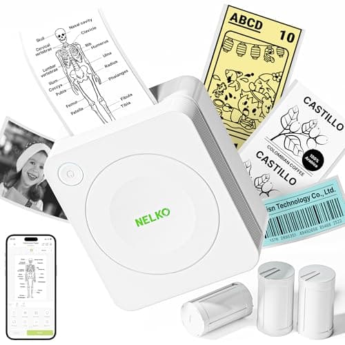 Nelko Sticker Printer, PM230 Print Pod Mini Bluetooth Portabel Sticker Maker with 3 Rolls Paper, Print Pods with Multiple Templates for Phone & Tablet, Smart AI APP Family, White