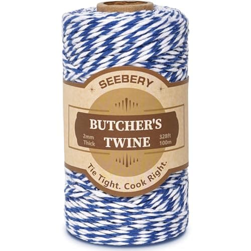 Blue and White Cotton Twine String, Bakers String Holiday String for Gift Wrapping, Crafts, Butcher Use, DIY Projects & Decorations(328ft