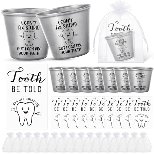 Roshtia 10 Sets Funny Dental & Healthcare Shot Glass Gift Set - Back to School Employee Appreciation Gifts for Coworkers, Office Staff, Nurses Healthcare Teams, Funny Work Humor Gift Idea