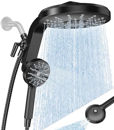 High Pressure Rain Showerhead Combo, 2026 Magnetic Shower Head Set with Detachable 8-Mode Handheld Shower Spray, Adjustable Angle Dual Shower Niche System with Built-in Magnetic Docking and Power Jets