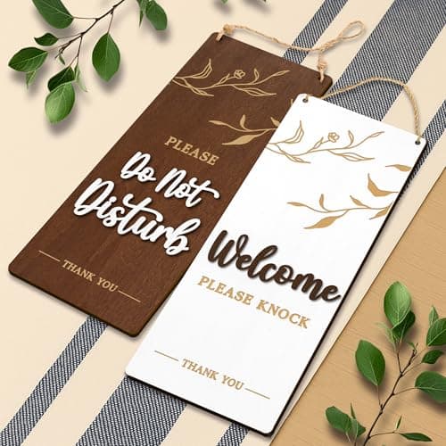 Woodamore Funny Do Not Disturb Door Hanger Sign - Please Do Not Disturb Sign For Office, Welcome Please Knock Signs For Door Changeable, Wood Meeting In Progress Signs For Bedroom, Therapist Decor