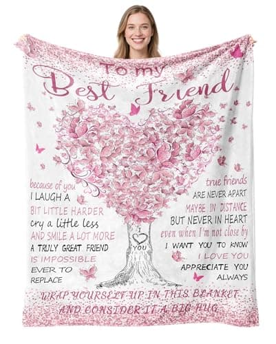 Best Friend Birthday Gifts for Women, Womens Birthday Gifts Ideas Blanket, Bestie BFF Soul Sister Friendship Gifts for Women Friends,Graduation Thanksgiving Christmas Friend Gift Throw Blanket 60"X50"