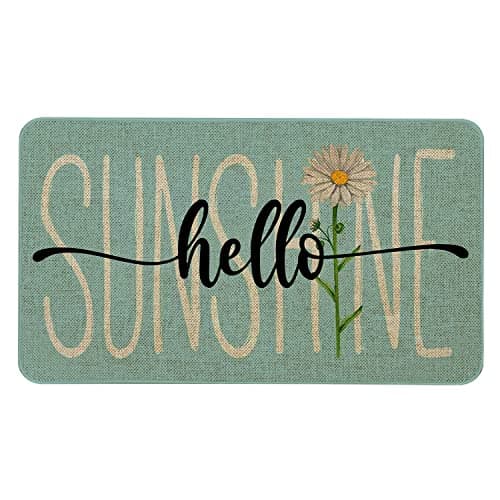 Roszwtit Spring Summer Hello Sunshine Daisy Welcome Door Mat Decor 30x17 in