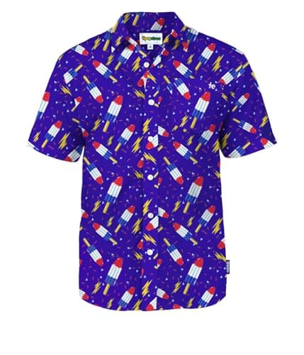 Tipsy Elves Blue Grand Finale Popsicle USA Button Down Shirt for Men Size Small