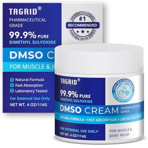 TAGRID Pharmaceutical Grade DMSO Cream – 99.9% Pure DMSO with Magnesium, Arnica & Aloe Vera – Fast Absorbing Skin Cream for Body Care (114G (Pack of 1))