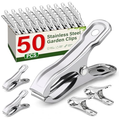 Homeager 50 Pcs Garden Clamp, Stainless Steel Metal Clip for Garden Netting