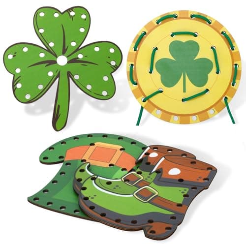JULEASEL Lucky Lacing Cards Wooden Crafts Fine Motor Skills