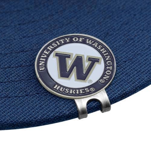 Team Golf NCAA Washington Huskies Cap Clip With 2 Golf Ball Markers Golf Cap Clip with 2 Removable Double-Sided Enamel Magnetic Ball Markers, Attaches Easily to Hats