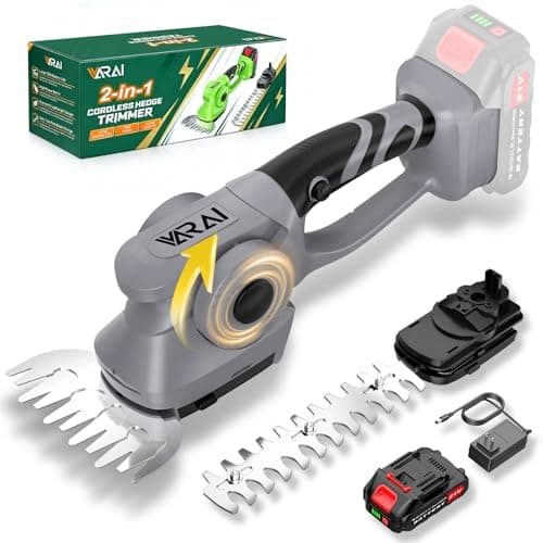 2-in-1 600W Cordless Hedge Trimmer, 21V Battery Operated Trimmer for Bush & Grass, Lightweight Garden Trimmer for Home Use