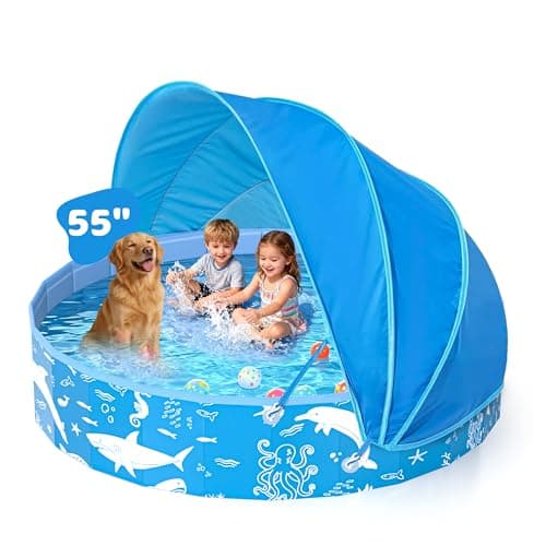 EPN 55”Large Kids Pool, Baby Pool with Canopy, Pools for Kids