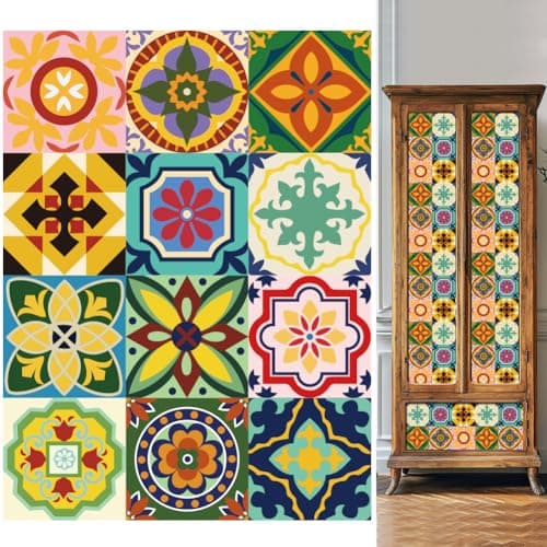 WEBEEDY 36 PCS Mosaic Style Tile Sticker Decal Easy to Peel and Stick Self-Adhesive Wall Tile Decals Waterproof Removable Decorative Stickers for Kitchen Bathroom Laundry Shower Decor(4x4Inch)