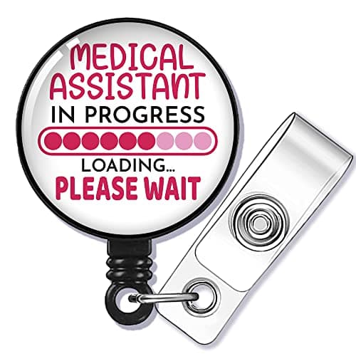 GEYGIE Medical Assistant in Progress Please Wait Badge Reel Alligator Clip