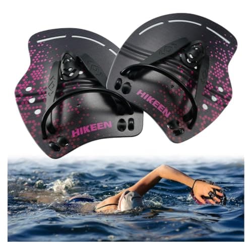 Hikeen Curved Swim Hand Paddles,Upper Body Strength Swim Training Power Paddles for Lap Swimming with Adjustable Straps, Swimming Hand Paddles for Unisex-Adult