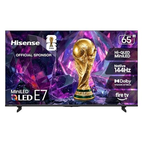 Hisense 65" E7 Cinema Series Hi-QLED Mini-LED 4K UHD Smart Fire TV (65E7SF, 2026 NEW) - Native 144Hz, AI Picture, Dolby Vision IQ · Atmos, FALD, HDR10+ Adaptive, MEMC, Alexa+