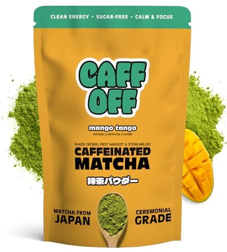 Caff Off Decaf Matcha Green Tea Powder From Japan (CAFFEINATED - 1.06 oz, Mango Tango)
