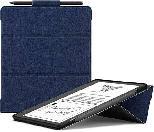 Ayotu Stand Case for Kindle Scribe 10.2 Inch (2024/2022 Released) - Auto Sleep/Wake, Premium Sturdy Fabric Cover with Pen Holder, Only for 10.2" Kindle Scribe, Blue