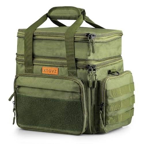 XTGVZ Insulated Lunch Bag for Men, Large Mens Lunchbox for Work, Adult Lunch Box with Dual Compartments and Water Bottle Holder, Heavy Duty Double Decker Lunch Bag for Travel, Construction（Green） 24L