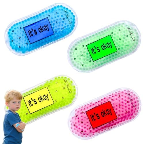4 Pack Kids Boo Boo Ice Pack - Soft Reusable Gel Cold Pack for Toddlers, Teething Pain, Fever Relief & Post-Vaccine Swelling | Safe for Sensitive Skin