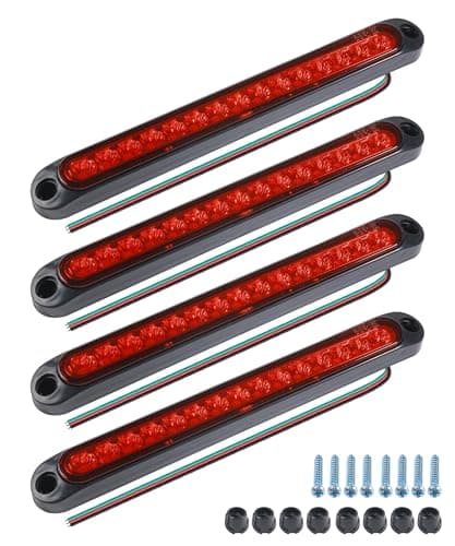 ILBVWQY 2PCS Trailer Lights,Car Accessories 10 Inch LED Trailer Tail Lights,Automotive Brake Light Strip Assembly,Suitable for Most Heavy Duty Trucks,Semi-trailers and Boat Trailers (Red - 4PCS)