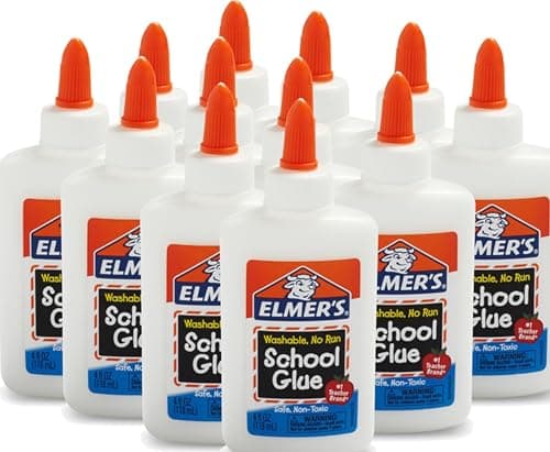 Elmer's Liquid School Glue, Slime & Craft, Safe and Non-Toxic, Washable, White, 4 Ounces Each, 12 Count - For Classroom, Home, Office, Teacher Supplies, #1 Teacher Brand