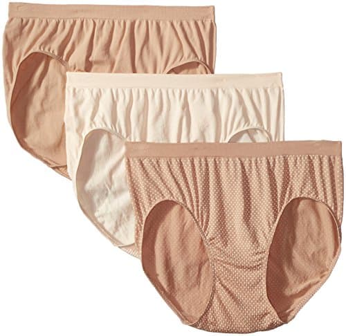 Bali Women's Comfort Revolution Seamless Hipster 3 Pack, Nude/Light Beige/Nude Dot, 6/7'
